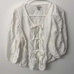 a new day White Blouse with Bow Accents